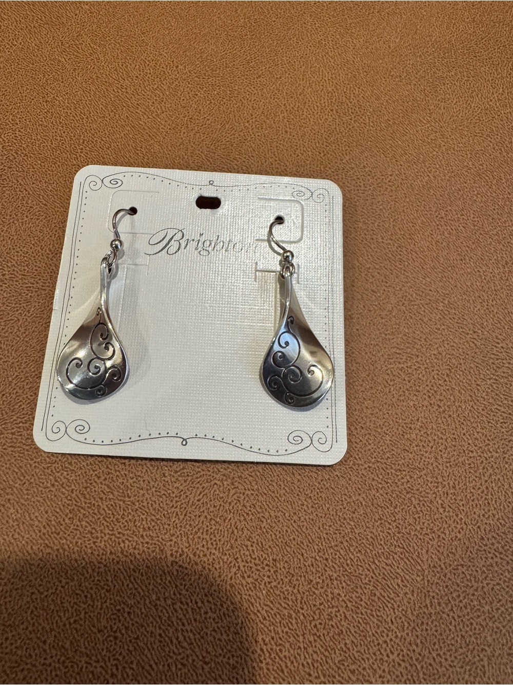Brighton Silver Swirl Teardrop Dangle Earrings